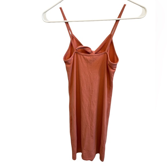 Forever 21 Salmon Orange Front Tie Cotton Spaghetti Strap Mini Dress Size Small - Picture 2 of 4